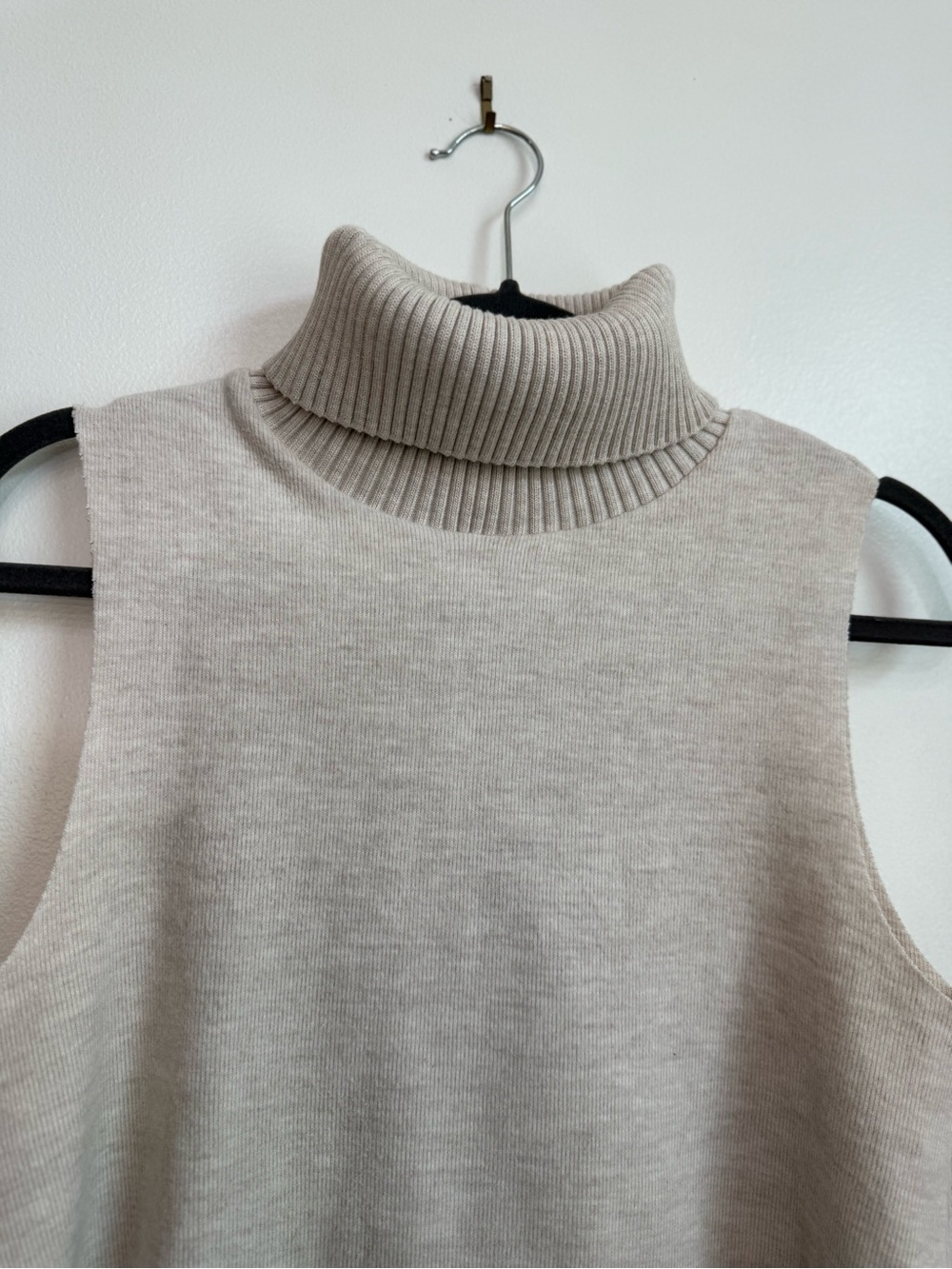 Zara Sleeveless Turtleneck Knit Top - Beige